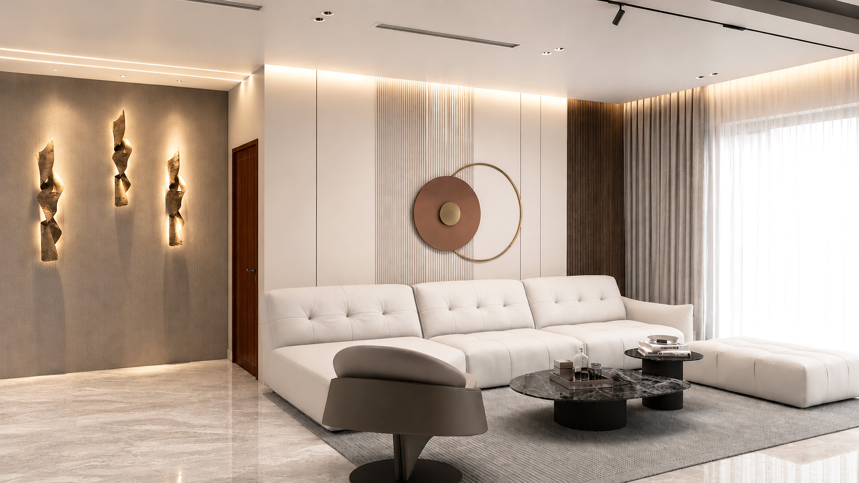 Living room render — 2,880 sq ft Imperia 3 BHK